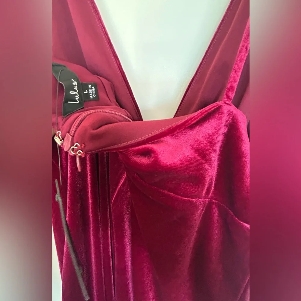 🆕 Lulu's Berry PinkVelvet Dress - Picture 8 of 13